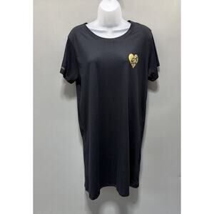 Bare Necessities Black and Gold Short Sleeve Tee Shirt Pajama Dress XL